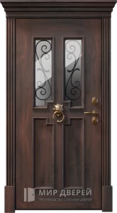 Входная дверь со стеклопакетом и ковкой №19 внутренняя - фото