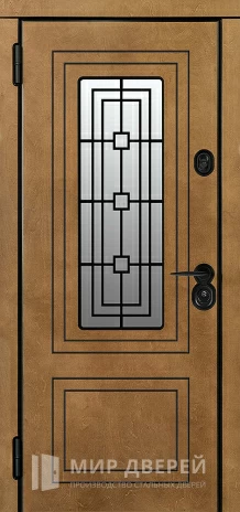 Фото 2 «Нестандартная уличная дверь со стеклопакетом орех №11»